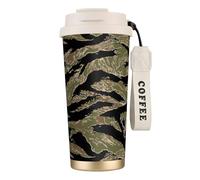 Yyoretp Tasse à café isotherme étanche en acier inoxydable avec motif à rayures de tigre - 532 ml