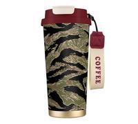 Yyoretp Tasse à café isotherme étanche en acier inoxydable avec motif à rayures de tigre - 532 ml