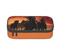 Yyoretp Trousse à crayons avec imprimé chevaux noirs - Grande capacité - Organiseur de bureau - Boîte de maquillage