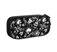 Yyoretp Trousse à crayons blanche de grande capacité avec motif tête de mort punk, double couche à fermeture éclair., Noir , Taille unique, Trousse de beauté