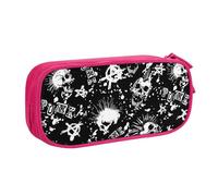 Yyoretp Trousse à crayons blanche de grande capacité avec motif tête de mort punk, double couche à fermeture éclair., rose, Taille unique, Trousse de beauté