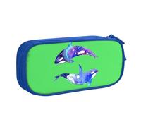 Yyoretp Trousse à crayons de grande capacité avec double fermeture éclair - Motif orque - Avec fermeture éclair, bleu, Taille unique, Trousse de beauté