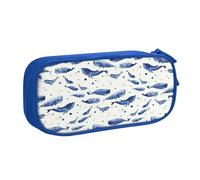 Yyoretp Trousse à crayons de grande capacité avec fermeture éclair double couche avec imprimé baleine bleue, bleu, Taille unique, Trousse de beauté
