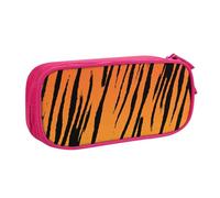 Yyoretp Trousse à crayons de grande capacité avec fermeture éclair double couche avec imprimé tigre et rayures., rose, Taille unique, Trousse de beauté