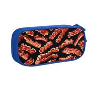 Yyoretp Trousse à crayons de grande capacité avec fermeture éclair double couche avec motif bacon., bleu, Taille unique, Trousse de beauté