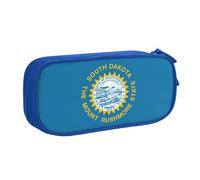 Yyoretp Trousse à crayons de grande capacité avec fermeture éclair double couche avec motif drapeau du Dakota du Sud., bleu, Taille unique, Trousse de beauté