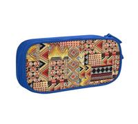 Yyoretp Trousse à crayons de grande capacité avec fermeture éclair double couche en textile africain imprimé patchwork., bleu, Taille unique, Trousse de beauté