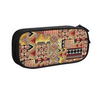 Yyoretp Trousse à crayons de grande capacité avec fermeture éclair double couche en textile africain imprimé patchwork., Noir , Taille unique, Trousse de beauté