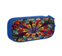 Yyoretp Trousse à crayons de grande capacité avec fermeture éclair double couche et motif floral, bleu, Taille unique, Trousse de beauté