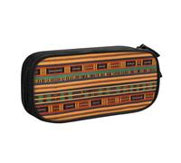 Yyoretp Trousse à crayons de grande capacité avec fermeture éclair double couche et motif tissage africain., Noir , Taille unique, Trousse de beauté