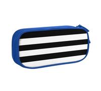 Yyoretp Trousse à crayons de grande capacité avec fermeture éclair double couche et rayures noires et blanches., bleu, Taille unique, Trousse de beauté