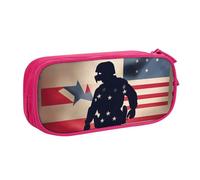 Yyoretp Trousse à crayons de grande capacité avec fermeture éclair double couche Motif soldats militaires américains, rose, Taille unique, Trousse de beauté