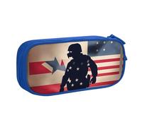 Yyoretp Trousse à crayons de grande capacité avec fermeture éclair double couche Motif soldats militaires américains, bleu, Taille unique, Trousse de beauté
