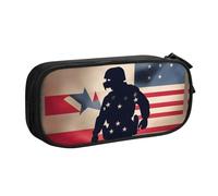 Yyoretp Trousse à crayons de grande capacité avec fermeture éclair double couche Motif soldats militaires américains, Noir , Taille unique, Trousse de beauté