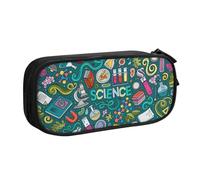 Yyoretp Trousse à crayons de grande capacité avec fermeture éclair double couche sur le thème de la science., Noir , Taille unique, Trousse de beauté
