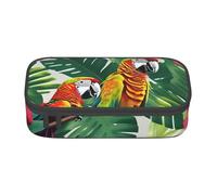 Yyoretp Trousse à crayons de grande capacité avec imprimé de fleurs tropicales, feuilles et perroquets