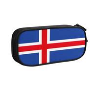 Yyoretp Trousse à crayons de grande capacité avec imprimé drapeau de l'Islande - Double couche - Fermeture éclair - Trousse de maquillage - Boîte à crayons, Noir , Taille unique, Trousse de beauté