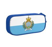 Yyoretp Trousse à crayons de grande capacité avec imprimé drapeau de Saint-Marin, double couche à fermeture éclair, trousse de maquillage, trousse à crayons., bleu, Taille unique, Trousse de beauté