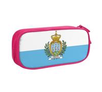 Yyoretp Trousse à crayons de grande capacité avec imprimé drapeau de Saint-Marin, double couche à fermeture éclair, trousse de maquillage, trousse à crayons., rose, Taille unique, Trousse de beauté