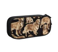 Yyoretp Trousse à crayons de grande capacité avec imprimé Golden Retrievers - Double couche - Fermeture éclair - Trousse de maquillage - Organiseur, Noir , Taille unique, Trousse de beauté