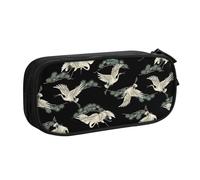 Yyoretp Trousse à crayons de grande capacité avec imprimé grue japonaise et pin, double couche avec fermeture éclair, trousse de maquillage., Noir , Taille unique, Trousse de beauté