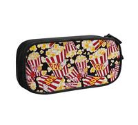 Yyoretp Trousse à crayons de grande capacité avec imprimé pop-corn, double couche à fermeture éclair, trousse de maquillage, trousse à crayons., Noir , Taille unique, Trousse de beauté