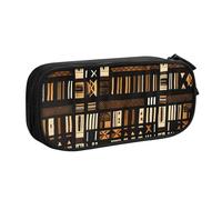 Yyoretp Trousse à crayons de grande capacité en tissu africain imprimé tribal double couche avec fermeture éclair pour maquillage, Noir , Taille unique, Trousse de beauté