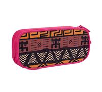 Yyoretp Trousse à crayons de grande capacité en tissu africain imprimé tribal double couche avec fermeture éclair pour maquillage, rose, Taille unique, Trousse de beauté