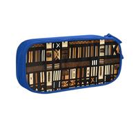 Yyoretp Trousse à crayons de grande capacité en tissu africain imprimé tribal double couche avec fermeture éclair pour maquillage, bleu, Taille unique, Trousse de beauté