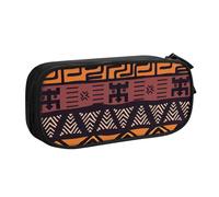 Yyoretp Trousse à crayons de grande capacité en tissu africain imprimé tribal double couche avec fermeture éclair pour maquillage, Noir , Taille unique, Trousse de beauté