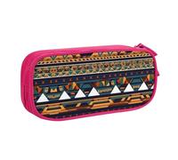 Yyoretp Trousse à crayons de grande capacité, motif ethnique africain, double couche avec fermeture éclair, trousse de maquillage, trousse à crayons., rose, Taille unique, Trousse de beauté