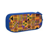 Yyoretp Trousse à crayons de grande capacité, motif ethnique africain, double couche avec fermeture éclair, trousse de maquillage, trousse à crayons., bleu, Taille unique, Trousse de beauté