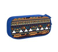 Yyoretp Trousse à crayons de grande capacité, motif ethnique africain, double couche avec fermeture éclair, trousse de maquillage, trousse à crayons., bleu, Taille unique, Trousse de beauté