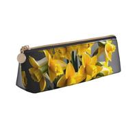 Yyoretp Trousse de rangement triangulaire simple avec motif bouquet de jonquilles pour fournitures de bureau, cosmétiques, articles de toilette, blanc, Taille unique, Trousse de beauté