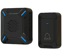 YYQ Sonnette sans fil d'extérieur étanche IP68, grand haut-parleur fort son, indicateur LED, rayon d'action 300M, 5 volume réglable, 58 sonneries (Noir) (1 Émetteur + 1 Récepteur)