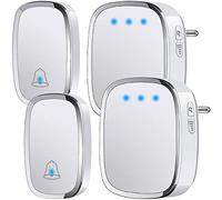 YYQ Sonnette sans Fil Extérieur Étanche IP44, Sonnette de Porte 300 Mètres, Kit de Carillon avec LED Flash, 2 Émetteurs et 2 Récepteurs, 5 Niveaux de Volume, 36 Mélodies