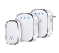 YYQ Sonnette sans Fil Extérieur Étanche IP44, Sonnette de Porte 300 Mètres, Kit de Carillon avec LED Flash, 1 Émetteur et 2 Récepteurs, 5 Niveaux de Volume, 36 Mélodies