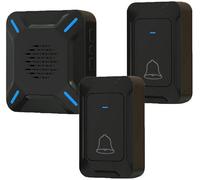 YYQ Sonnette sans fil pour extérieur, IP68, grand haut-parleur puissant, indicateur LED, portée 300 m, 5 niveaux de volume réglables, 58 sonneries (2 émetteurs et 1 récepteur)