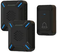 YYQ Sonnette sans fil pour extérieur, IP68, grand haut-parleur puissant, indicateur LED, portée 300 m, 5 niveaux de volume réglables, 58 sonneries (1 émetteur et 2 récepteurs)