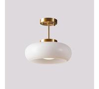 Yyqby Gold Plafonniers Verre Semi Encastré Plafonnier Orange Blanc Plafonnier avec Dôme Abat-Jour en Verre en Laiton Vintage Mid Century Modern Plafonnier Luminaires pour Salle à, Blanco
