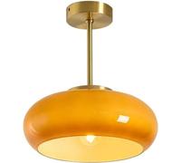 Yyqby Gold Plafonniers Verre Semi Encastré Plafonnier Orange Blanc Plafonnier avec Dôme Abat-Jour en Verre en Laiton Vintage Mid Century Modern Plafonnier Luminaires pour Salle à, Orange