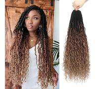 YYQXZG Boho Faux Locs Crochet Hair 24 Inch Pre-looped Braids Goddess Soft Locs Crochet Hair with Curly Ends Easy Install Boho Hair Extensions for Women (8Packs,1B/30/27)