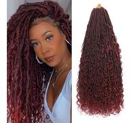 YYQXZG Boho Faux Locs Crochet Hair 8 Packs Pre-looped Boho Soft Locs Crochet Braiding Hair with Curly Ends for Women (T/BUG, 24inch)