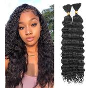YYQXZG Deep Wave Bulk Braiding Hair 20 Inch No Weft Water Wave Hair for Women Deep Wave Crochet Braiding Hair Extensions for Boho Braids (1B, 120g,2Bundles)
