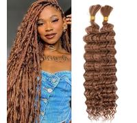 YYQXZG Deep Wave Bulk Hair for braiding 16 Inch No Weft Synthetic Curly Braiding Hair Extensions for Boho Braids (2bundles,100g,30#