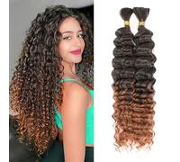 YYQXZG Deep Wave Bulk Hair for braiding 16 Inch No Weft Synthetic Curly Braiding Hair Extensions for Boho Braids (2bundles,100g,1B/30#)