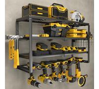 YYR Support Mural à 4 Niveaux pour Outils électriques, Rangement sans Fil, pour Outils de Batterie avec Station de Charge, Organisation du Garage, Atelier, Panneau perforé, 61 cm, 6 emplacements
