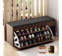 YYRHD-CZ Meuble À Chaussures Dissimulé avec Coussin, Étagère À Chaussures avec Tiroir Rabattable, Banc De Rangement, Gain De Place, Idéal for Une Entrée Ou Un Salon(Khaki,Drawer 100 * 30 * 51cm)