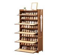 YYRHD-CZ Meuble À Chaussures en Bambou avec Porte Rabattable, Grande Capacité, Rangement Dissimulé, Design Compact, avec Crochets, Idéal for Les Couloirs Et Les Salons(80x33x145cm)