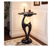 YYRHD-CZ Table D'appoint Créative avec Veilleuse en Forme De Lune Artificielle, Table Basse en Forme De Cerf Noir, 3 Couleurs Réglables, Idéale for La Décoration De La Chambre Et du Salon(Schwarz)
